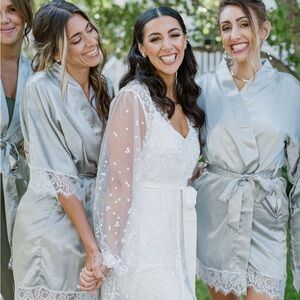 Camile Spot Lace Bridal Robe - Includes Slip